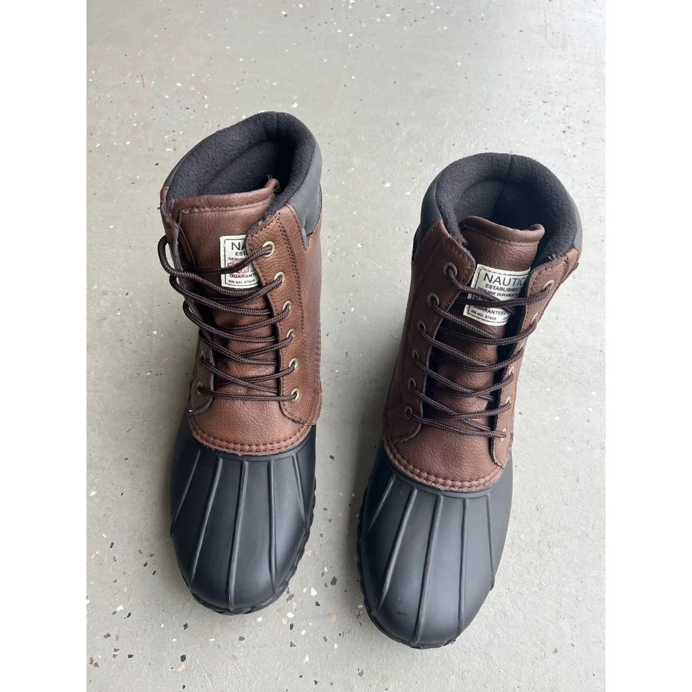 Nautica Channing Waterproof Duck Boots Mens 13 Brown Lace Up Insulated